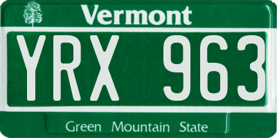 VT license plate YRX963