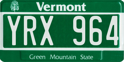 VT license plate YRX964