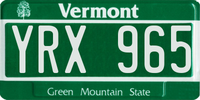 VT license plate YRX965