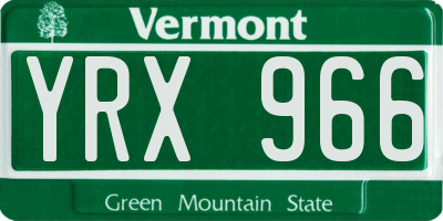 VT license plate YRX966