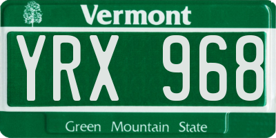 VT license plate YRX968