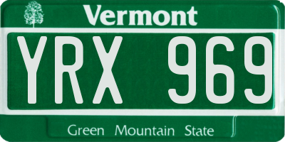 VT license plate YRX969