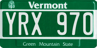 VT license plate YRX970