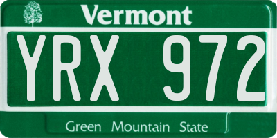 VT license plate YRX972