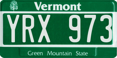 VT license plate YRX973