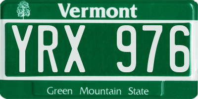 VT license plate YRX976