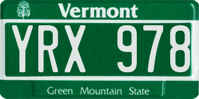 VT license plate YRX978