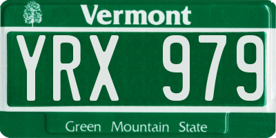 VT license plate YRX979