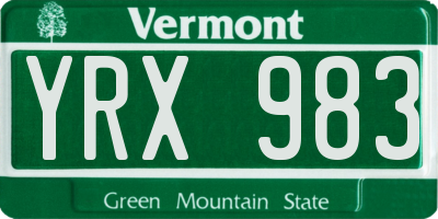 VT license plate YRX983