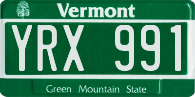 VT license plate YRX991