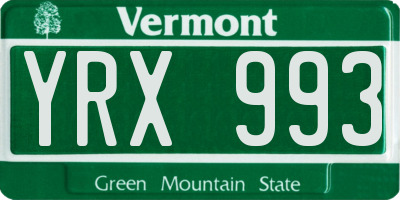 VT license plate YRX993