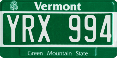 VT license plate YRX994