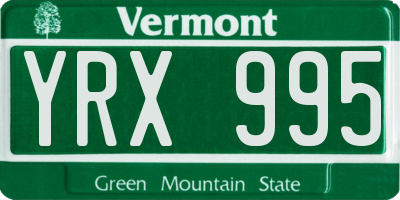 VT license plate YRX995