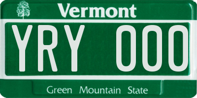 VT license plate YRY000