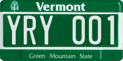 VT license plate YRY001