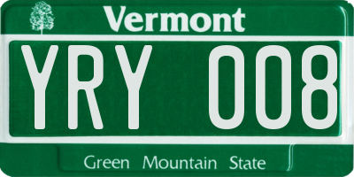 VT license plate YRY008
