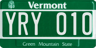 VT license plate YRY010