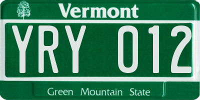 VT license plate YRY012