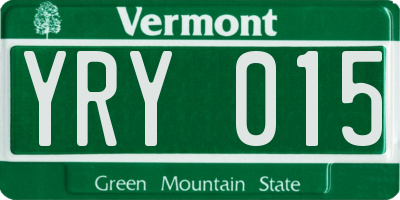 VT license plate YRY015