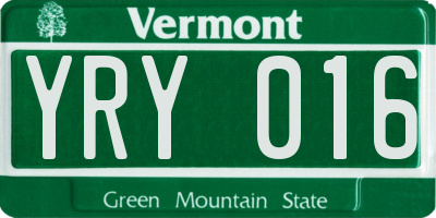 VT license plate YRY016