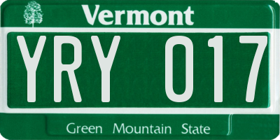 VT license plate YRY017