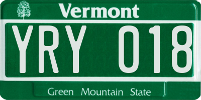 VT license plate YRY018