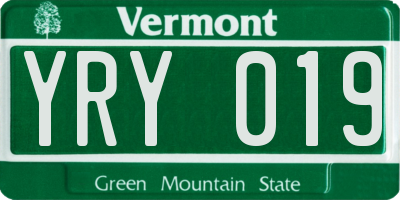 VT license plate YRY019