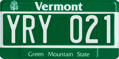 VT license plate YRY021