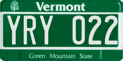 VT license plate YRY022