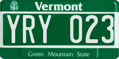 VT license plate YRY023