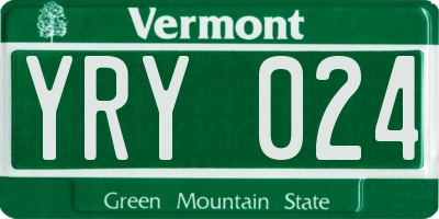 VT license plate YRY024