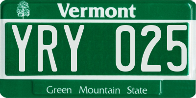 VT license plate YRY025