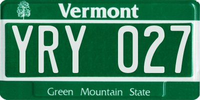 VT license plate YRY027