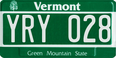 VT license plate YRY028