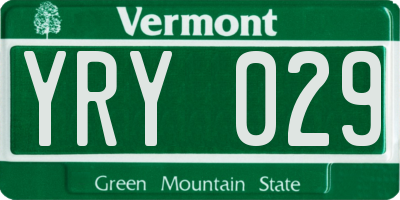 VT license plate YRY029