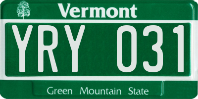 VT license plate YRY031