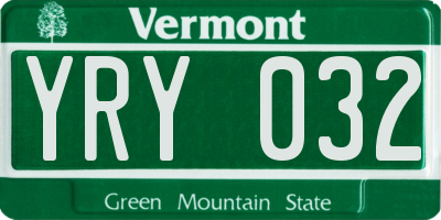 VT license plate YRY032