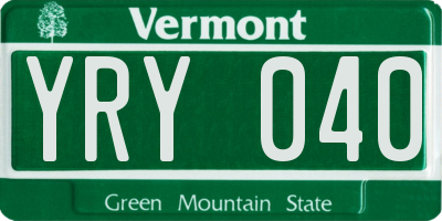 VT license plate YRY040