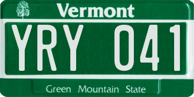 VT license plate YRY041
