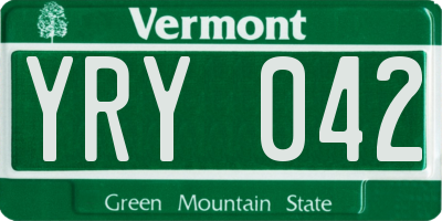 VT license plate YRY042