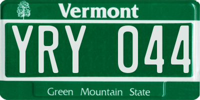 VT license plate YRY044