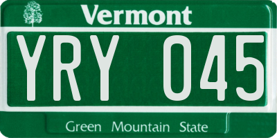 VT license plate YRY045