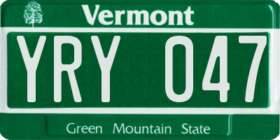 VT license plate YRY047