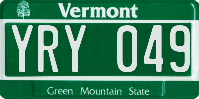 VT license plate YRY049