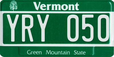 VT license plate YRY050