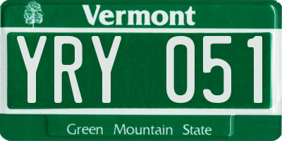 VT license plate YRY051