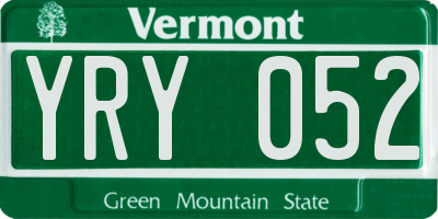 VT license plate YRY052