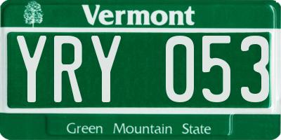 VT license plate YRY053