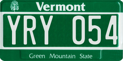 VT license plate YRY054