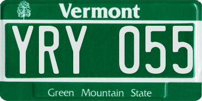 VT license plate YRY055